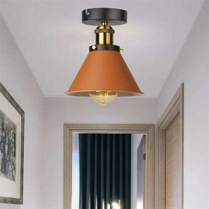 Vintage Rustic Semi Flush Mount Ceiling Light, Farmhouse Ceiling Light E27 Base Industrial Ceiling Lights for Hallway Stairway