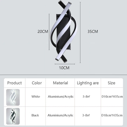 Modern LED Wall Lamp Home Decoration Line Wall Sconce Bedroom Bedside Corridor Backgroud Black White Lighting Lustre