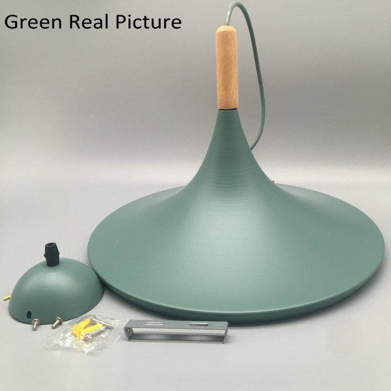 Modern Nordic Pendant Lights Iron Lampshade Wood LED Hanging Lamp