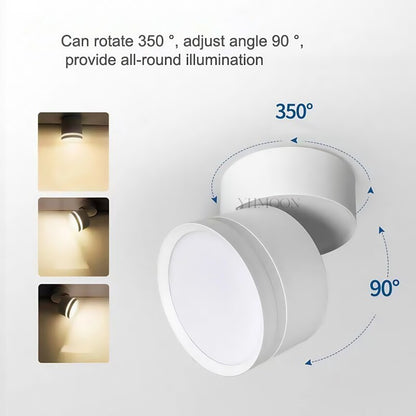 Rotating LED Full Spectrum Surface Mounted Dimmable Downlight  Anti Glare Ceiling Lamp 5W7W10W15W20W Spotlight Indoor