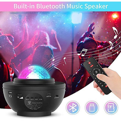 LED Star Night Light Wave Sky Starry Galaxy Projector Blueteeth USB Voice Control Music Player 360 Rotation Night Lighting Lamp