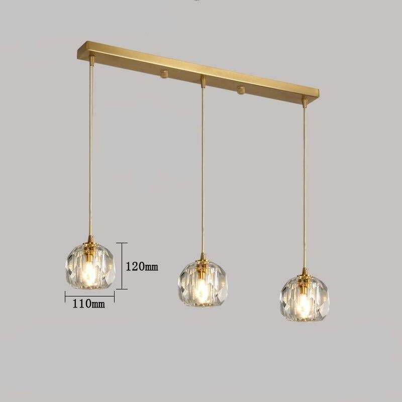 Modern Simple Personality Crystal Ball Restaurant Chandelier Creative Bar Corridor Duplex Staircase Led Copper Chandelier