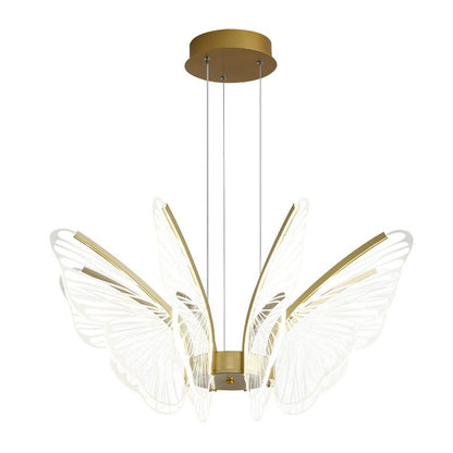 Led Iron Butterfly Three Color Dimming Glass Chandelier