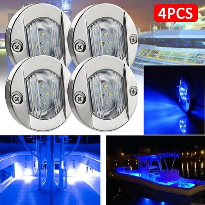 DC Marine Boat Transom LED Stern Light Round Stainless Steel Warm White/White/Blue LED Tail Lamp Yacht Accessory Waterproof