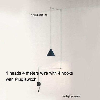 Modern Pendant Lamp Light Black Metal Long Wire Simple Shape Kitchen Bar Hanging Lamp Bedside Suspension Lighting Creative Lamp