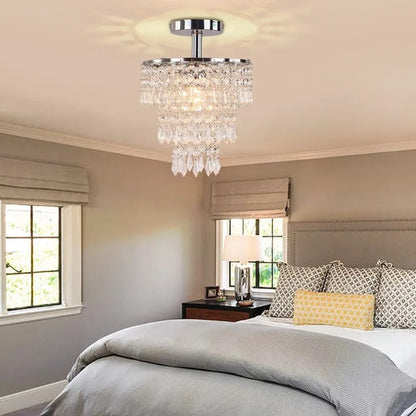 Luxury E27 3 Layers Sharp Beads Crystal Ceiling Lights Home Appliance Fixtures Decoration Lamp Living Room Decor