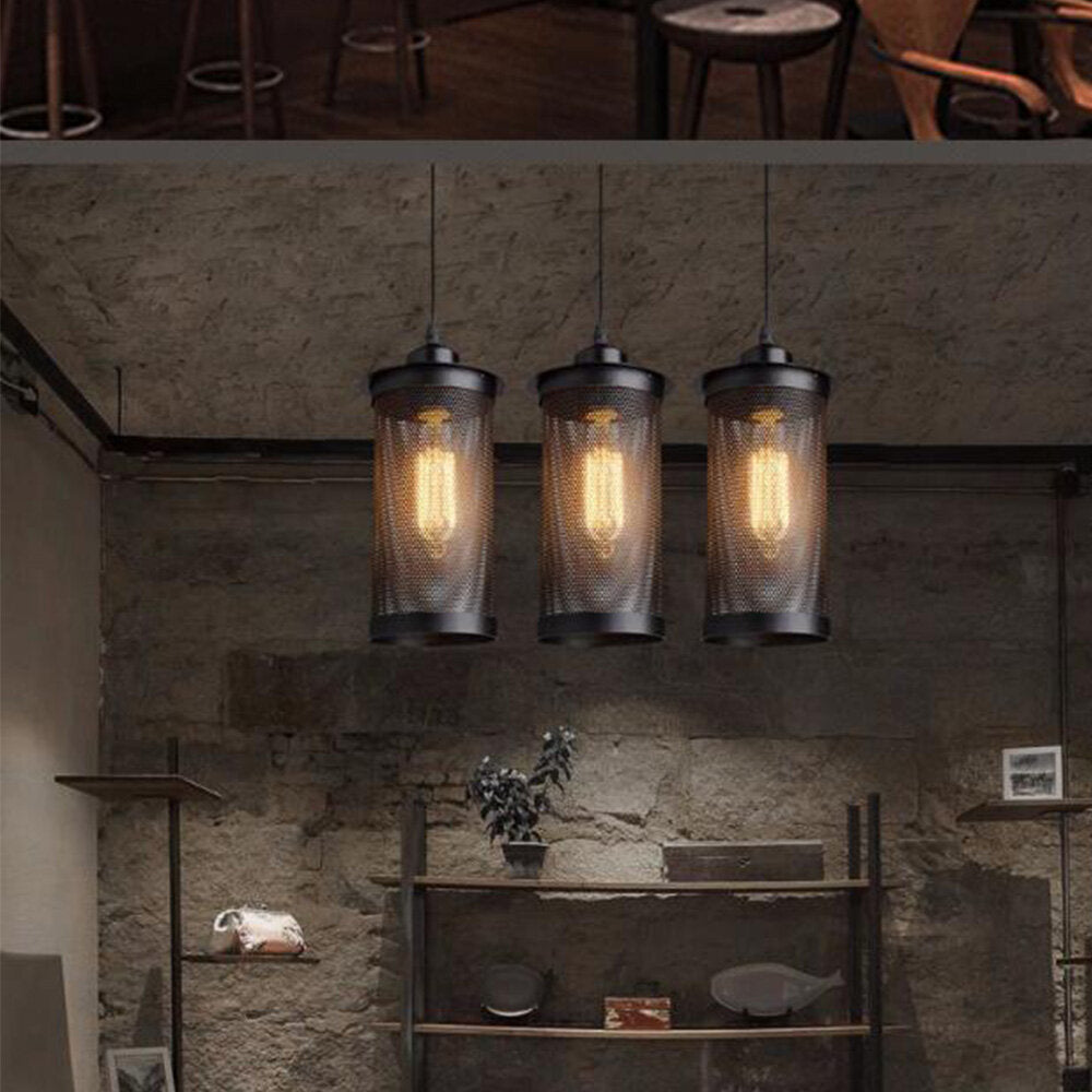 E27 Industrial Cage Ceiling Pendant Light Wire Cage Loft Pendant Lamp Shade Small Hanging Lighting