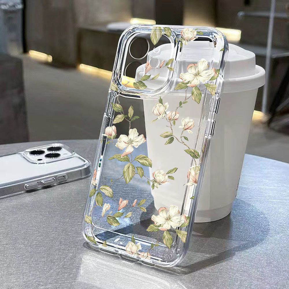 Flower Phone Case For iPhone 16 Pro 13 15 11 12 14 17 Pro Max 16E XR 7 8 SE XS Shockproof Transparent Cover Silicone Soft Fundas