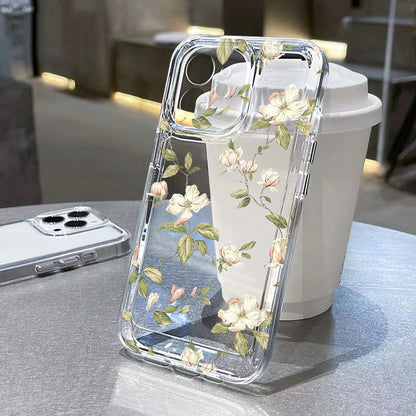 Flower Phone Case For iPhone 16 Pro 13 15 11 12 14 17 Pro Max 16E XR 7 8 SE XS Shockproof Transparent Cover Silicone Soft Fundas