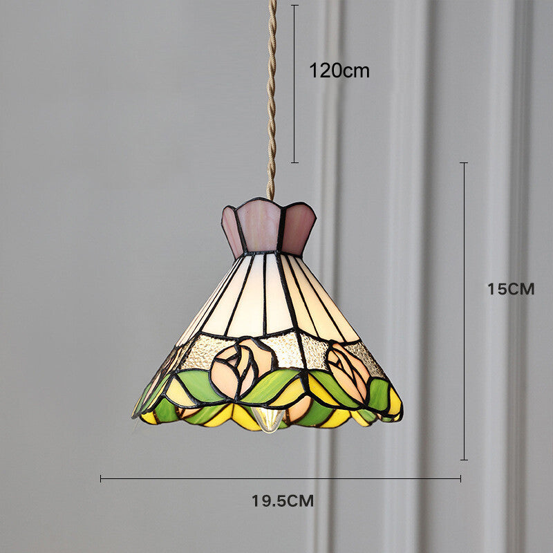 Color Tiffany Glass Pendant Light Industrial Loft Hanging Lamp Ceiling Chandelier Lighting Living Room Dining Kitchen Restaurant