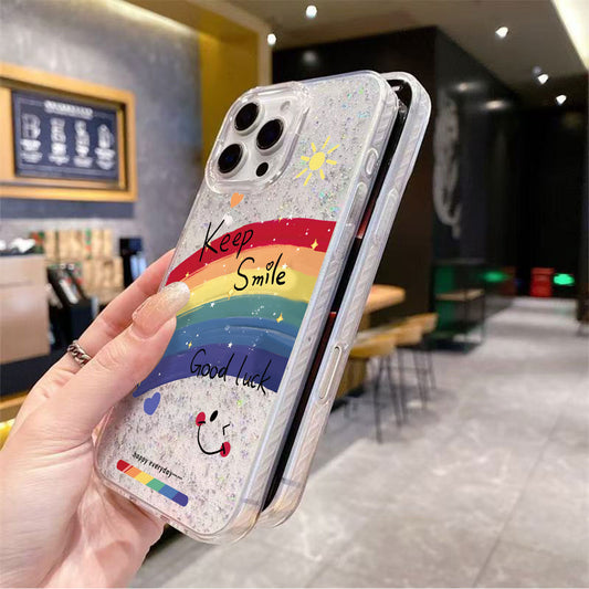 Rainbow Glitter Phone Case For iPhone 16 15 14 13 12 11 Pro XS MAX 7 XR 8 7 Plus Clear Cover Fundas