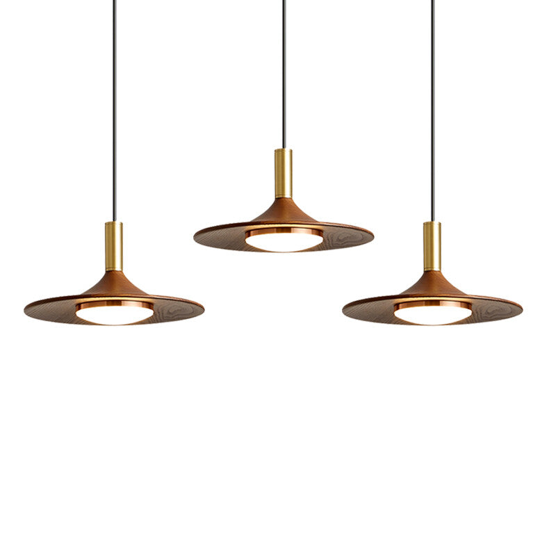Simple Nordic Retro American Walnut Color Lighting Chandelier Warm Fashion Classical Style Bar Llighting