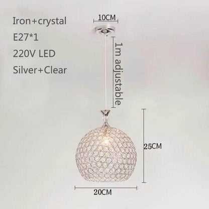 Modern Simplicity Style Indoor Decorations Pendant Lamp E27 LED Crystal Pendant Lights For Restaurant 3 Heads Hanging Light