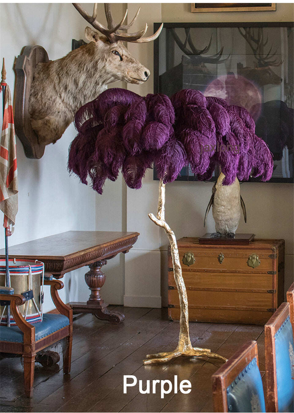 Nordic Luxury Ostrich Feather LED Floor Lamp Copper Brass/Resin Floor Light Art Deco Floor Lamps for Living Room Standing Light