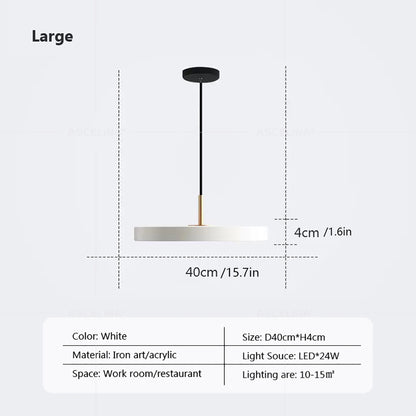 Nordic LED Pendant Light Macaron Disc LED Pendant Lamp Warm Light Warm Light Decoration Fixtures Acrylic