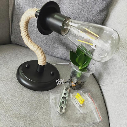 American Country Hemp Rope Wall Lamp Retro Light Wall Sconce Beside Living Loft Lighting Stairs Vanity Light Indoor Wall Lamps