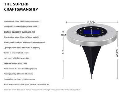4Pcs Solar Powered Ground Light Waterproof Garden Pathway Deck Lights With Lamp for Yard Driveway Lawn Solar energy lamp