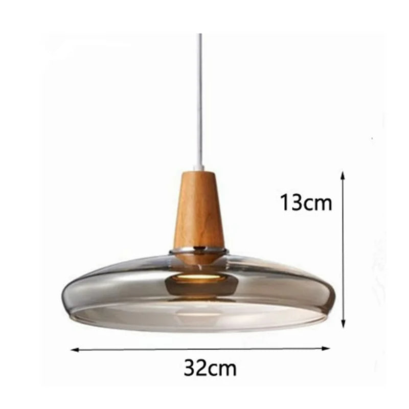 Nordic Wood Pendant Lights Glass Loft Industrial Decor Hanging Lamp Suspension Luminaire For Living Dining Room Fixtures E27