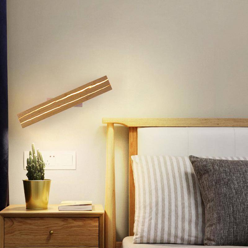 Wall Lamp Rotatable Rectangular Solid Wood Wall Lamp