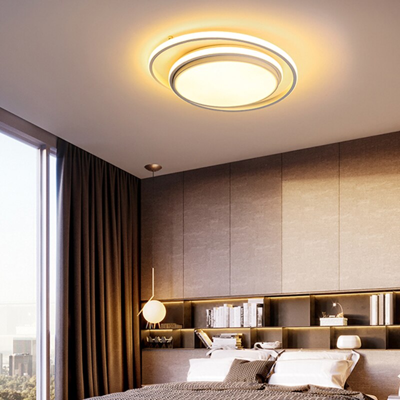 Round Modern Led Ceiling Lights For Living Room Bedroom Fixture Remote Controller+Dimmable White Or Black Ceiling Lamp