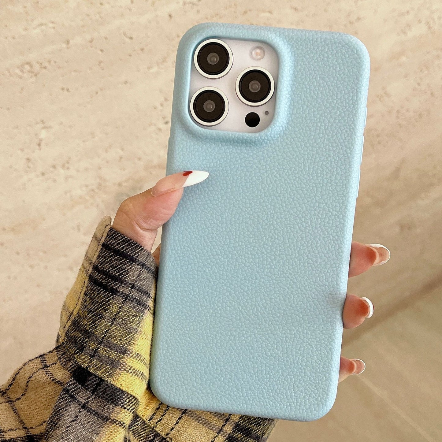 Premium Minimalist iPhone 17 Case Solid-Color Leather-Textured iPhone 16 Case Soft Case for iPhone 13/12/11