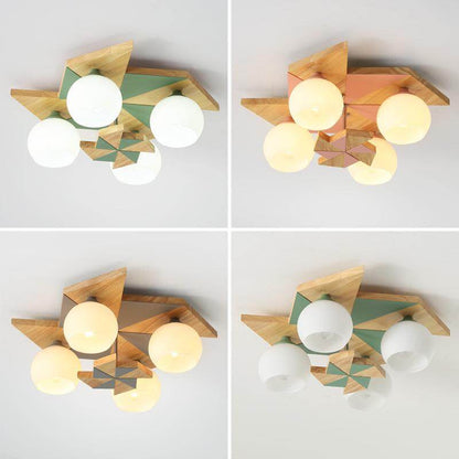 Nordic Log Gale Children's Bedroom Ceiling Lamp