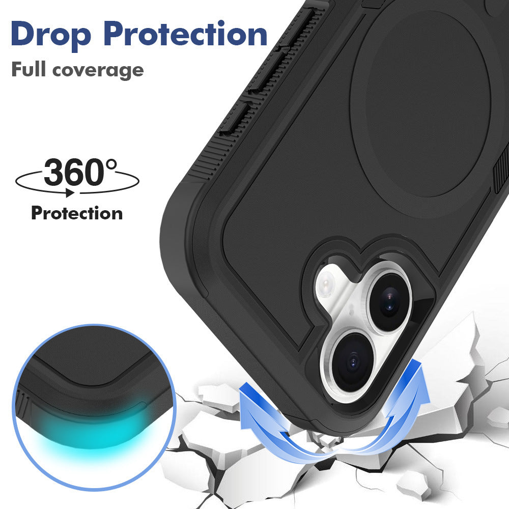 Premium 2IN1 Heavy Armor Magnetic Charging Case for IPhone 17 Air 16 15 Pro Max Shockproof PC Matte Protect Cover