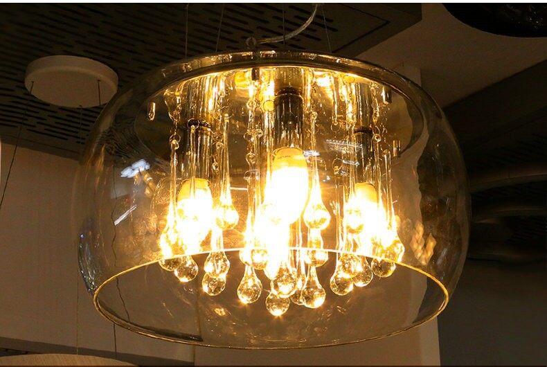 Modern Simple LED Living Room Restaurant Light In The Bedroom Villa Hotel Glass Cover Crystal Chandelier