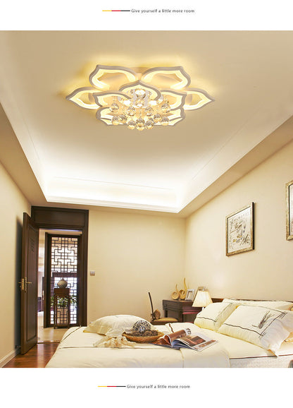 Crystal Led Acrylic Ceiling Light Dining/Living Room Bedroom Flower Crystal Luminaire Vintage Luxury Elegant Bluetooth