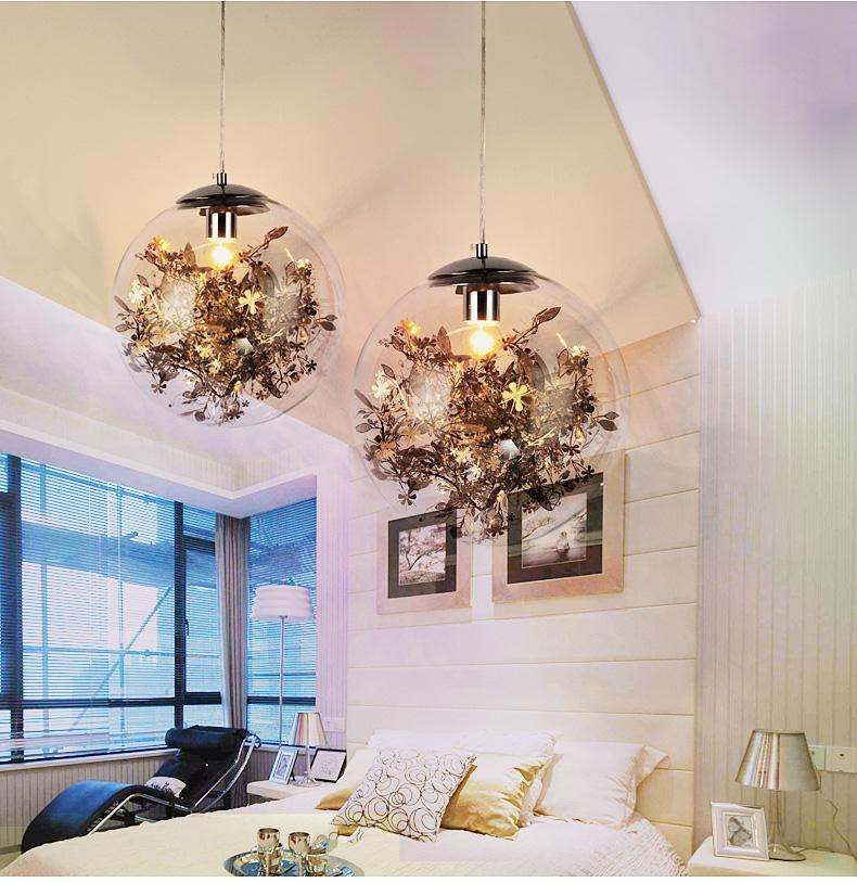 Transparent glass ball chandelier, Nordic, modern, minimalist bedroom, romantic personality, entrance restaurant, Wednesday coff