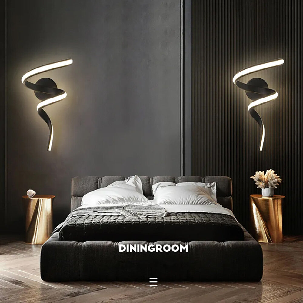 Modern LED Wall Lamp Minimalist Spiral Wall Light Curve Fixture Surface Mount Art Led Wall Sconce