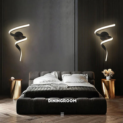 Modern LED Wall Lamp Minimalist Spiral Wall Light Curve Fixture Surface Mount Art Led Wall Sconce
