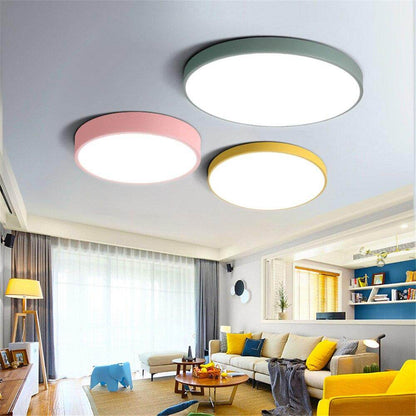 Modern Ceiling Light Round Macarons Lighting Iron Metal Acrylic Kitchen Bed Room Foyer LED Chip Lamp Decoration Light Fixture