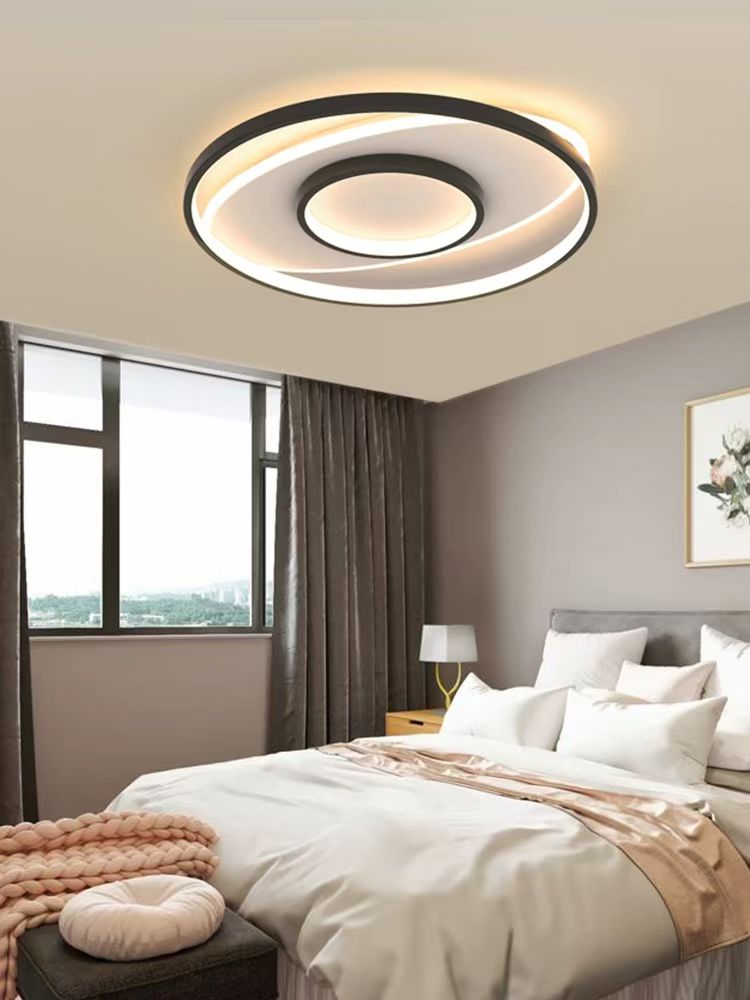 Modern LED Ceiling Light Decor 50CM Dimmable Round Lamp Black White Fixture Lighting