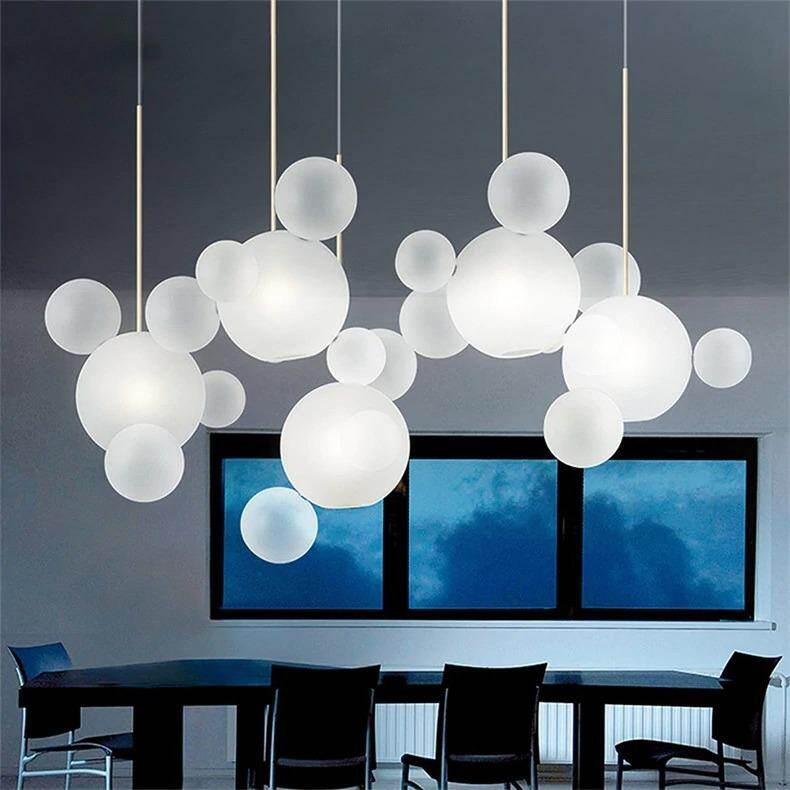 Modern Creative Clear Glass Bubble Ball LED Pendant Llights Kitchen Bedroom Store Cafe Interior Lighting Decorative Hanging Lamp