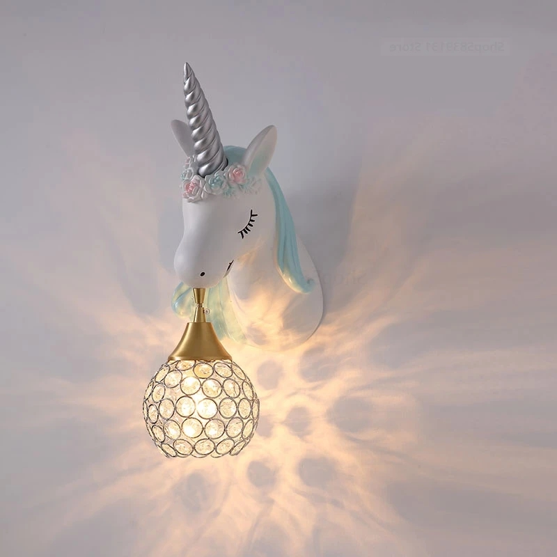 Nordic Modern Unicorn Wall Lamps Simple Individual Lovely Kids Room Wall Lights Bedroom Lamp Cartoon Sconce Wall Light