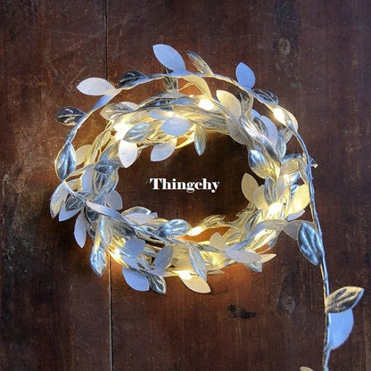 tiny leaves garland fairy light led copper wire Battery string lights for Wedding forest Table Christmas home party Decoration
