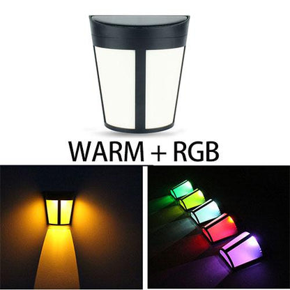 1pc New High Quality Wall Lamp Solar Light 6 LED Outdoor Garden Wall Path Yard Landscape Lighting Cool White Warm RGB changeable
