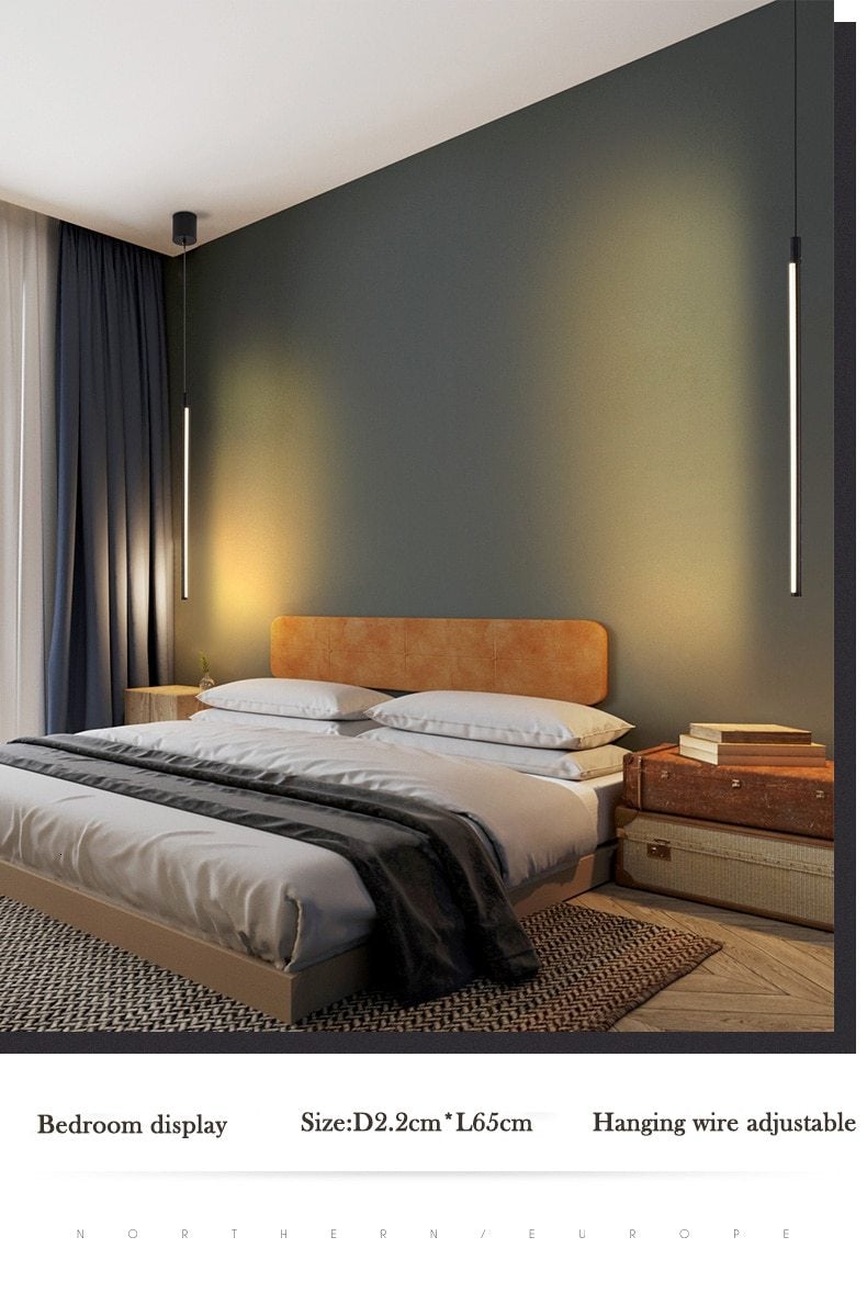 Modern LED Wall Lamp Long Hanging Lights Simple Nordic Living Room Sofa Background Wall Light Bedroom Bedside Floor Lamp