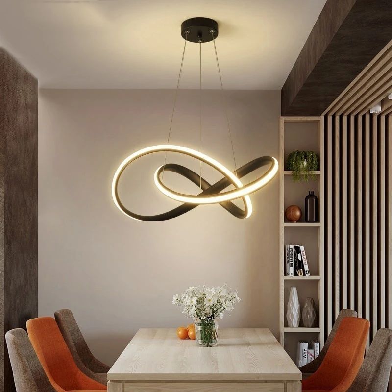 Kitchen LED Pendant Lights White Black For Shop Bar Dining Aluminum Body Dimmable With Remote Control Pendant Lamps