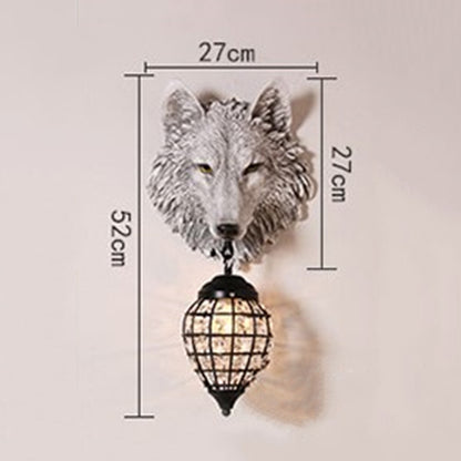 Resin Wolf Wall Lamps Vintage Wall Sconce Light Fixtures for Living Room Bedroom Lamp Led Light