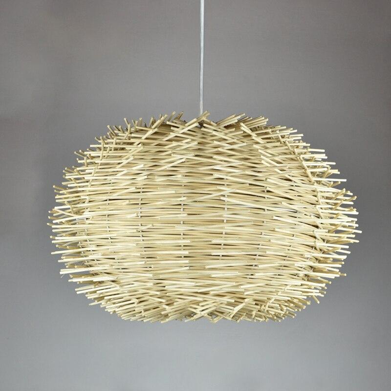 Handmade Bird Nest Pendant Light Wicker Wood Hotel Restaurant Dinning Room Cafe Bar Nordic Rattan lustre Modern Hanging Suspension