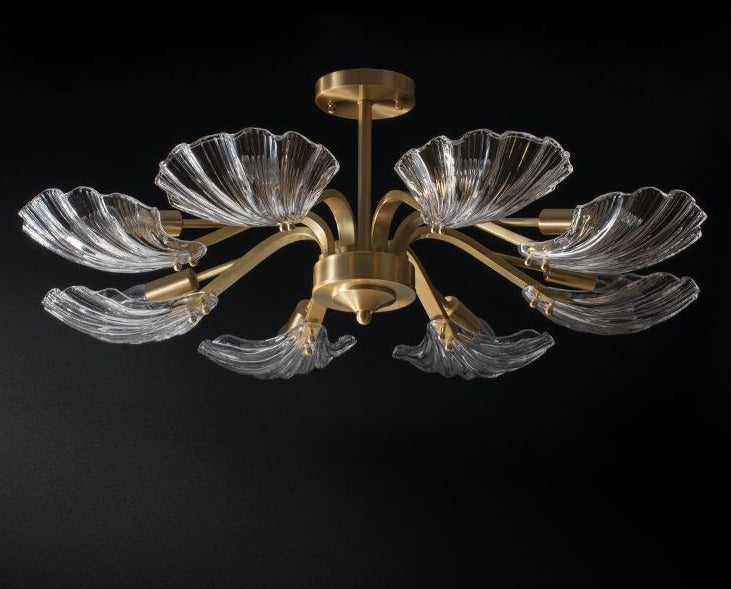Luxury Modern Living Room Shell Copper Ceiling Lamp