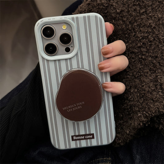 Ins Retro Stripes  Stand Holder Stand Holder Shell for Iphone 17 16 15 Pro Max Plus 12 13 14 Promax Phone Case Conque Fundas