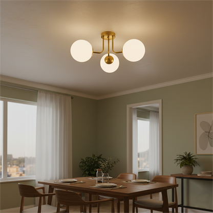 Nordic Magic Bean Bedroom Living Room Ceiling Light Modern PVC White Ball Glass Embedded Corridor Iron Art Light