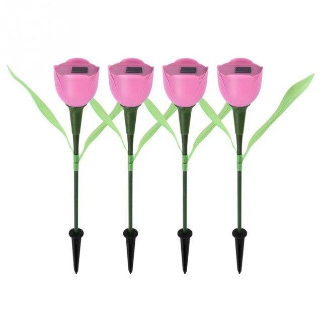 8 Colors Hot Sale Outdoor Garden Solar LED Light Solar Powered LED Tulip Home Lawn Lamp Landscape Night Flower Lamp 1Pc