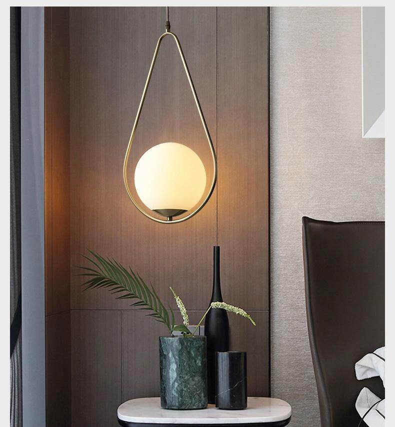 Modern LED Round Glass Ball Pendant Lights Iron E14 Pendant Lamps Hanging Light Fixture for Living Room Bedroom Dining Room