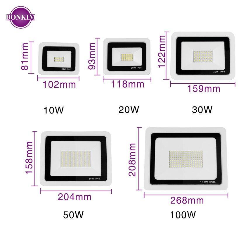 LED Floodlight 10W 20W 30W 50W 100W Warm White Cold White Outdoor Waterproof IP66 Focus Spotlight Courtyard Door Lighting