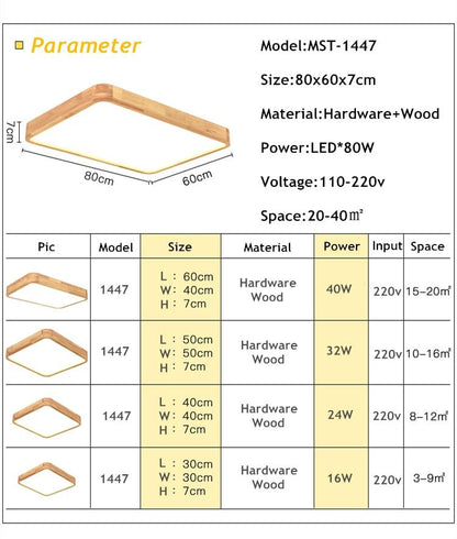 Nordic Simple Modern OAK Wood Ceiling Lamp Ultra Thin LED Ceiling Lights