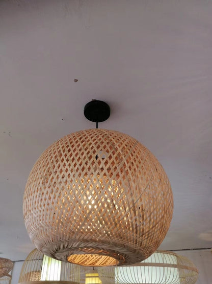 Modern Pendant Lamps Rattan Pendant Light Weaving Round Nordic Hanging Lamp Fixture Luminaire Art Lighting